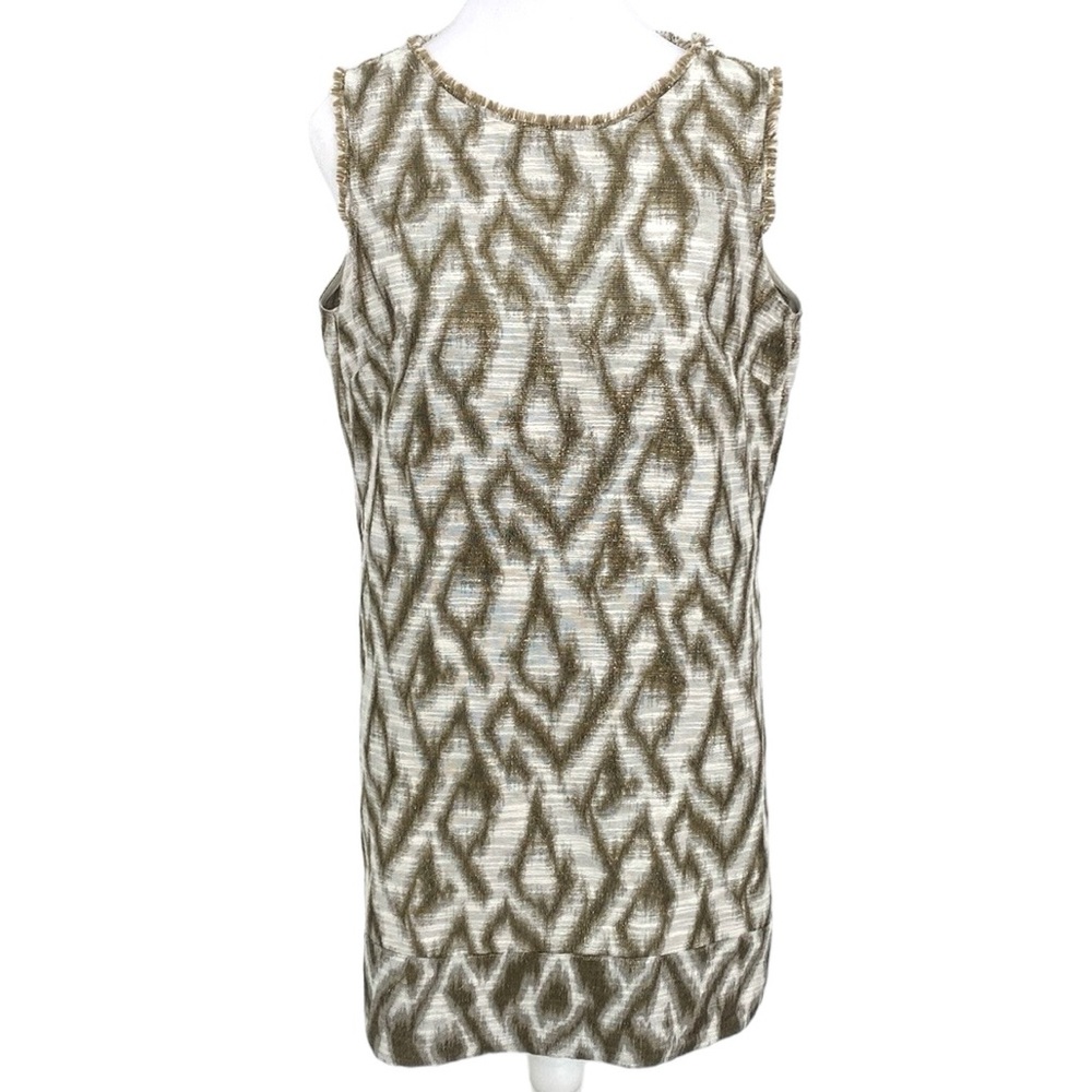 Raquel Allegra Cream & Metallic Gold Sleeveless Ikat Shift Top Tunic
